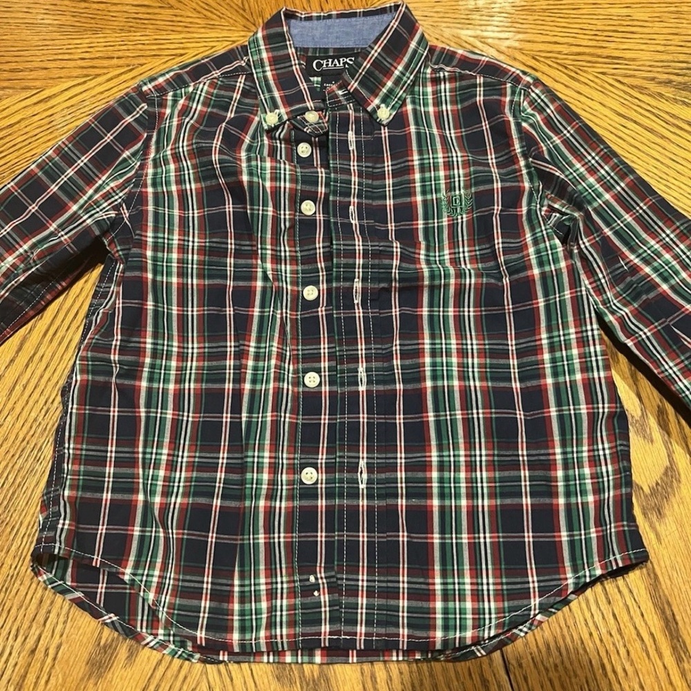 Chaps Kids Plaid Button-Down Shirt - Red, Green, Navy